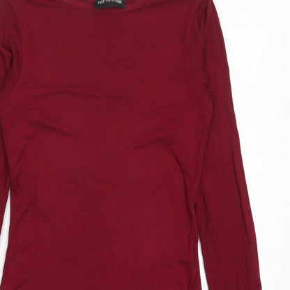 PRETTYLITTLETHING Womens Red  Viscose Bodysuit One-Piece Size 6  Button