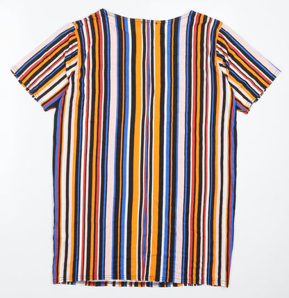 I SAW IT FIRST Womens Multicoloured Striped Viscose T-Shirt Dress  Size 6  Round Neck Pullover