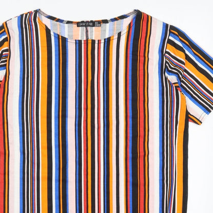 I SAW IT FIRST Womens Multicoloured Striped Viscose T-Shirt Dress  Size 6  Round Neck Pullover