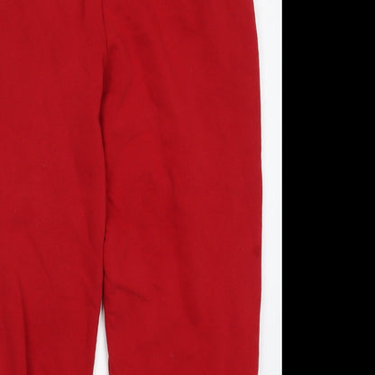 Primark Womens Red  Cotton Sweatpants Trousers Size 12 L26 in Regular Drawstring - If You're Reading This Have a Great Day Give the World Good Energy