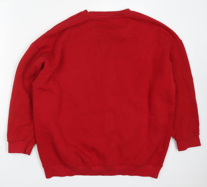 Primark Womens Red  Cotton Pullover Sweatshirt Size 12  Pullover - If You're Reading This Have a Great Day Give the World Good Energy