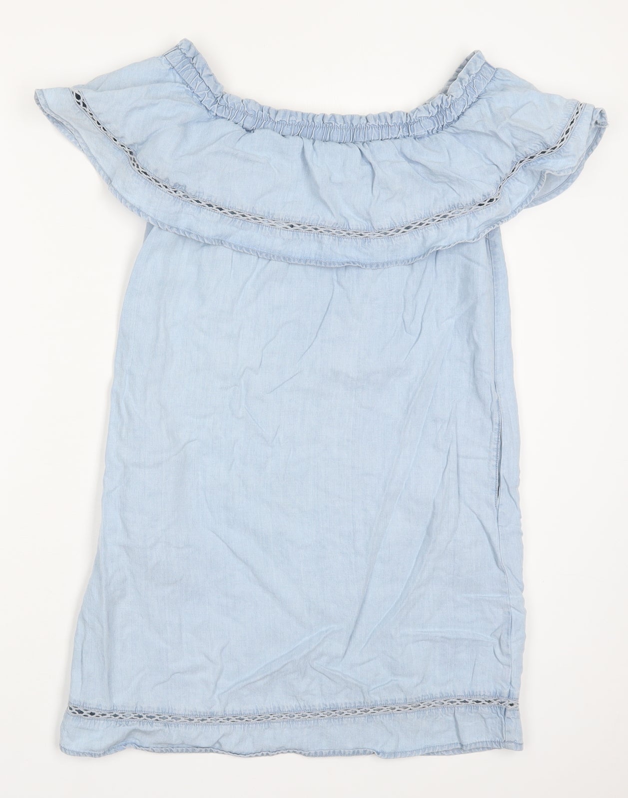 F&F Womens Blue  Lyocell A-Line  Size 10  Off the Shoulder Pullover