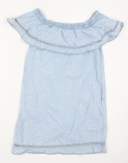 F&F Womens Blue  Lyocell A-Line  Size 10  Off the Shoulder Pullover