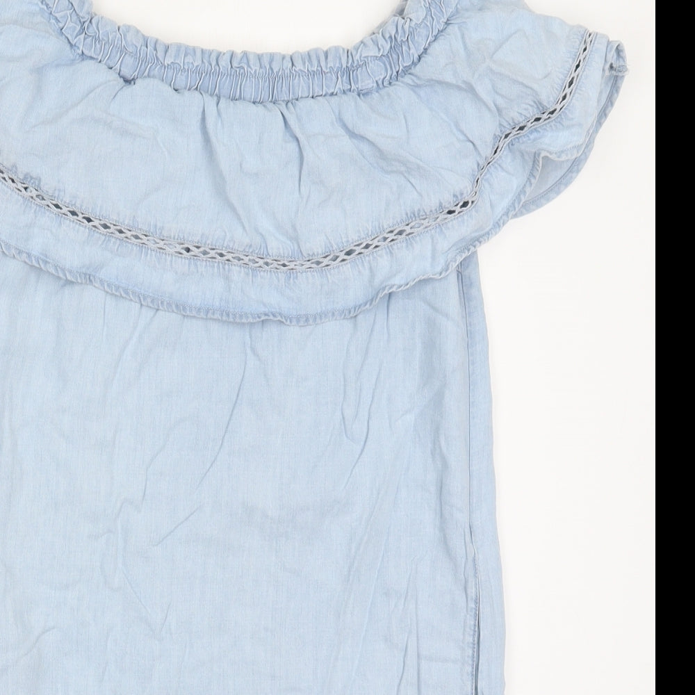 F&F Womens Blue  Lyocell A-Line  Size 10  Off the Shoulder Pullover