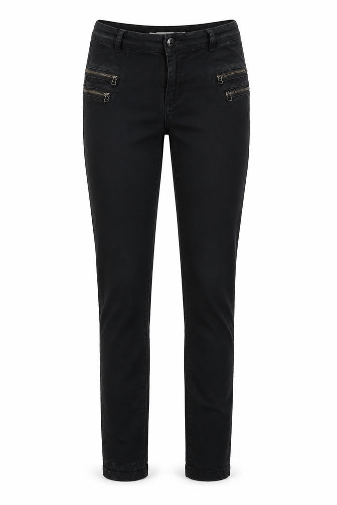 Front view of Noisy May women’s black cotton trousers, size XS, 30.5-inch leg regular button