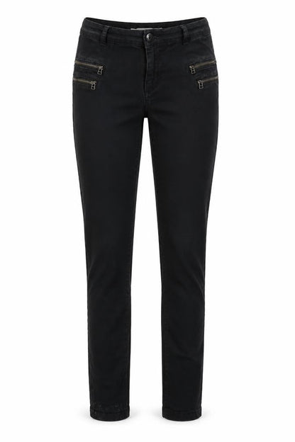 Front view of Noisy May women’s black cotton trousers, size XS, 30.5-inch leg regular button