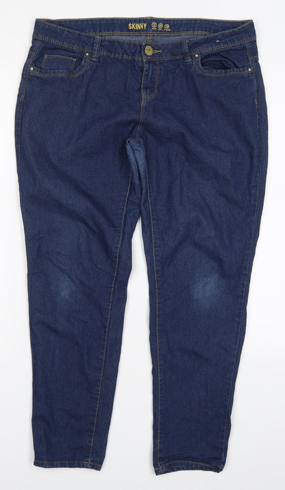 Primark Womens Blue  Cotton Skinny Jeans Size 12 L27.5 in Regular Button