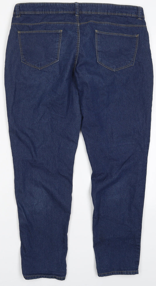 Primark Womens Blue  Cotton Skinny Jeans Size 12 L27.5 in Regular Button