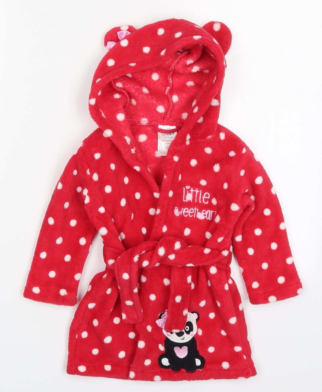 Peacocks Girls Red Polka Dot Polyester Kimono Robe Size 12-18 Months  Tie - Little Sweetheart Panda