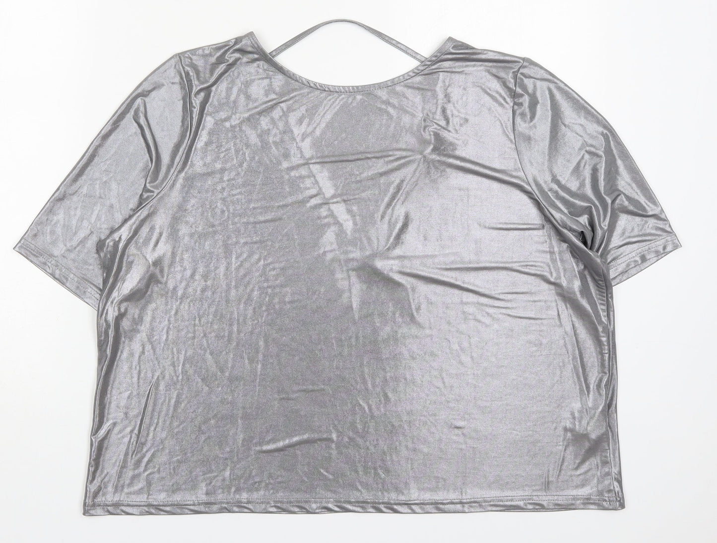 Womens UK Size 8 River Island Silver Basic T-Shirt