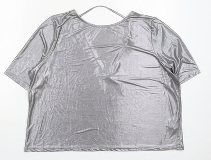 Womens UK Size 8 River Island Silver Basic T-Shirt