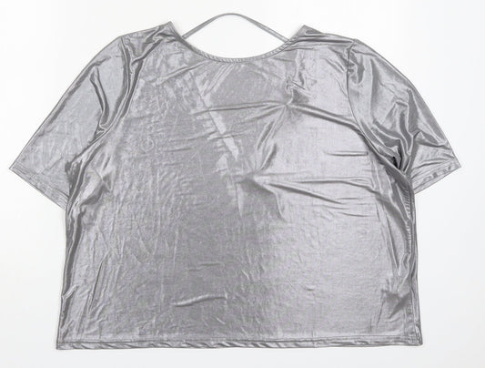 Womens UK Size 8 River Island Silver Basic T-Shirt