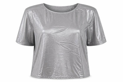 Womens UK Size 8 River Island Silver Basic T-Shirt