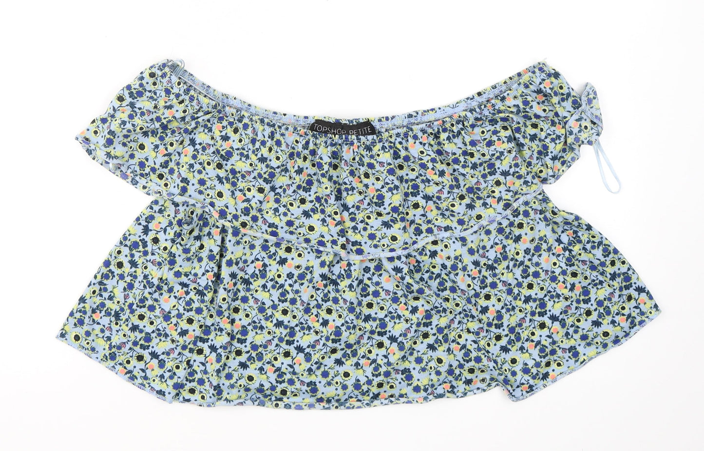 Womens UK Size 12 Topshop Blue Cropped T-Shirt