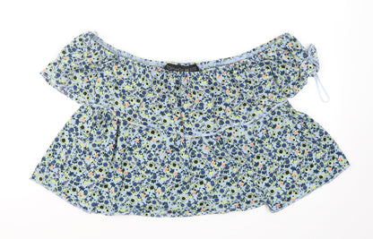 Womens UK Size 12 Topshop Blue Cropped T-Shirt