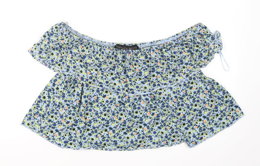 Womens UK Size 12 Topshop Blue Cropped T-Shirt