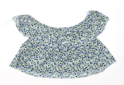 Womens UK Size 12 Topshop Blue Cropped T-Shirt