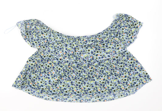 Womens UK Size 12 Topshop Blue Cropped T-Shirt