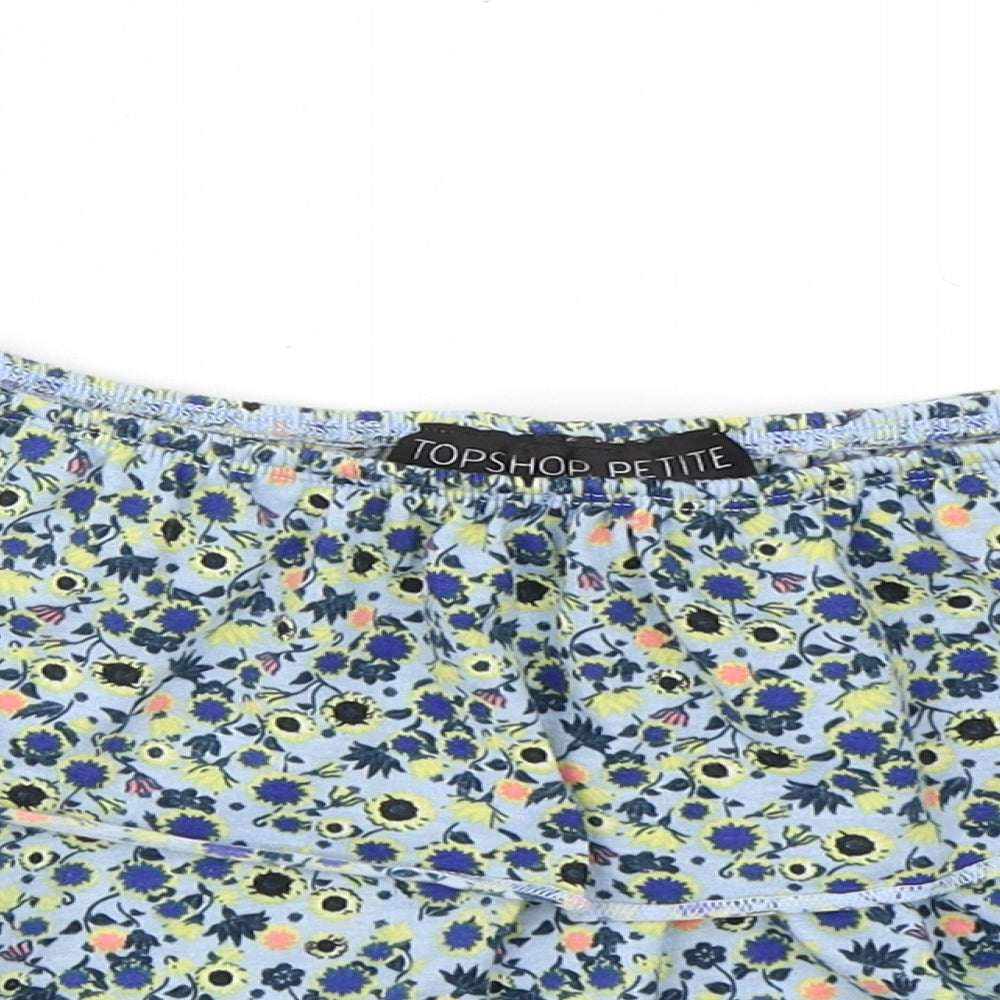 Womens UK Size 12 Topshop Blue Cropped T-Shirt