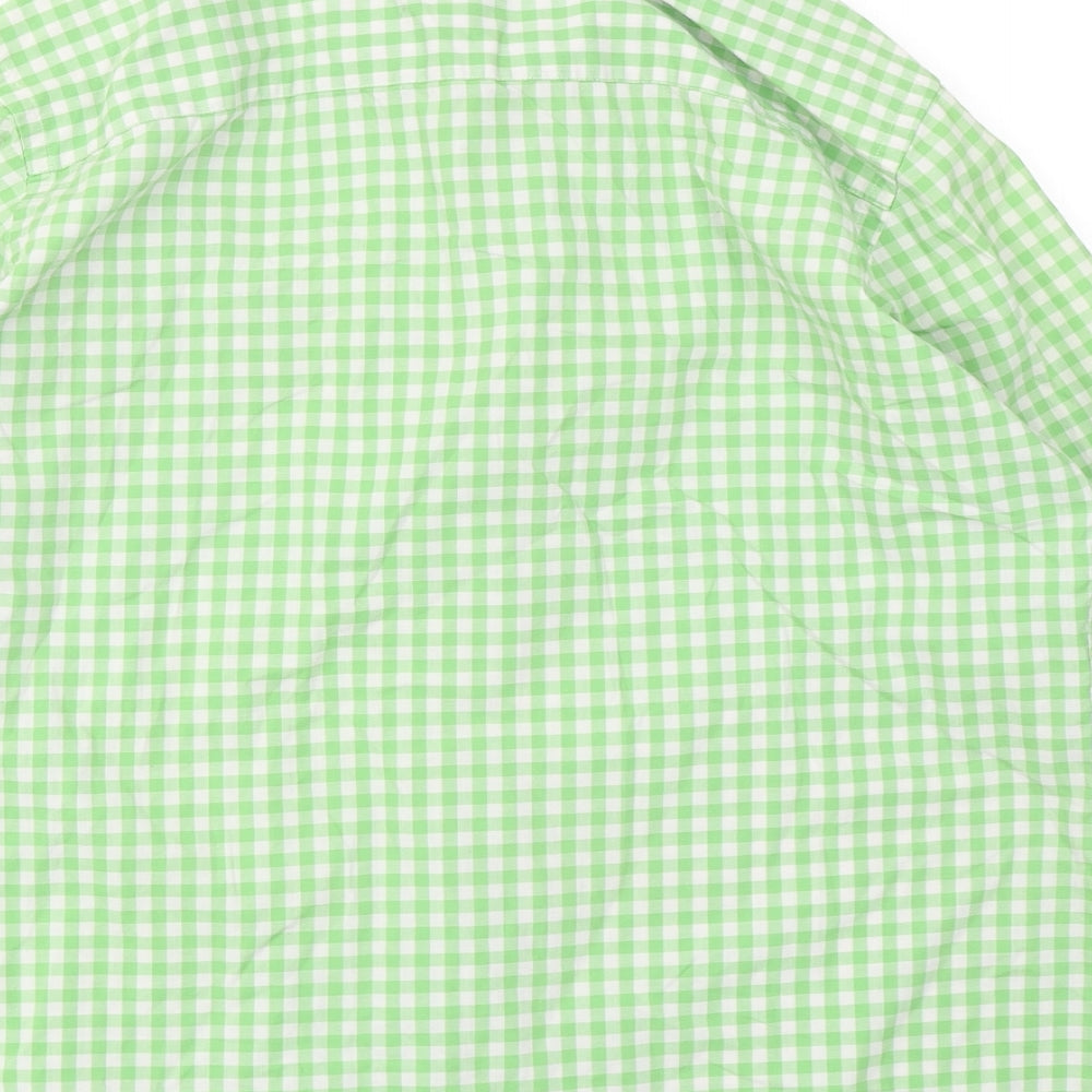 Lands' End Womens Green Check Cotton Basic Button-Up Size 6 Collared