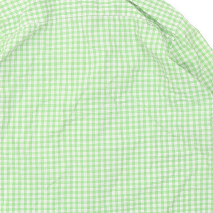 Lands' End Womens Green Check Cotton Basic Button-Up Size 6 Collared
