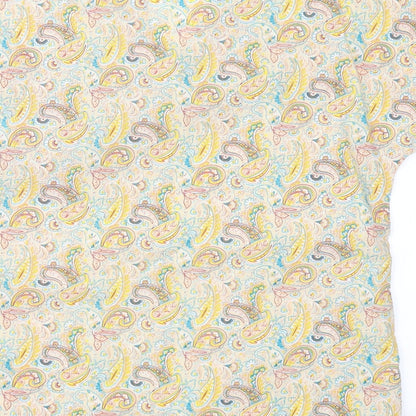 Le Roi Womens Yellow Paisley Polyester Tunic T-Shirt Size 12 V-Neck