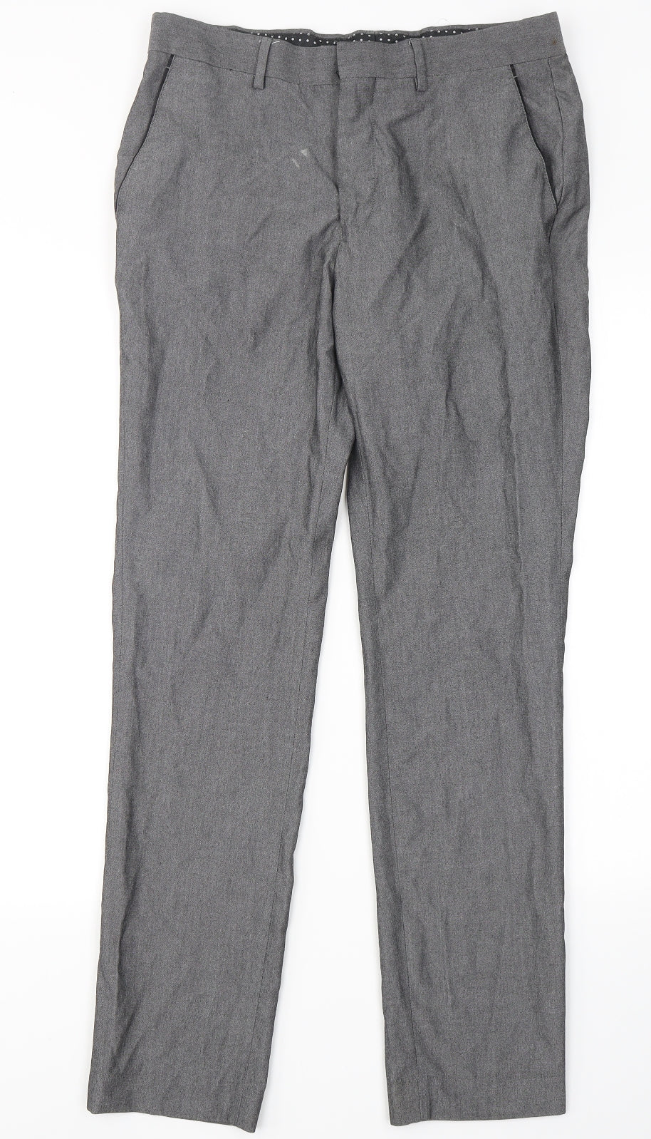 Peacocks Mens Grey  Polyester Dress Pants Trousers Size 30 in L28 in Regular Hook & Eye