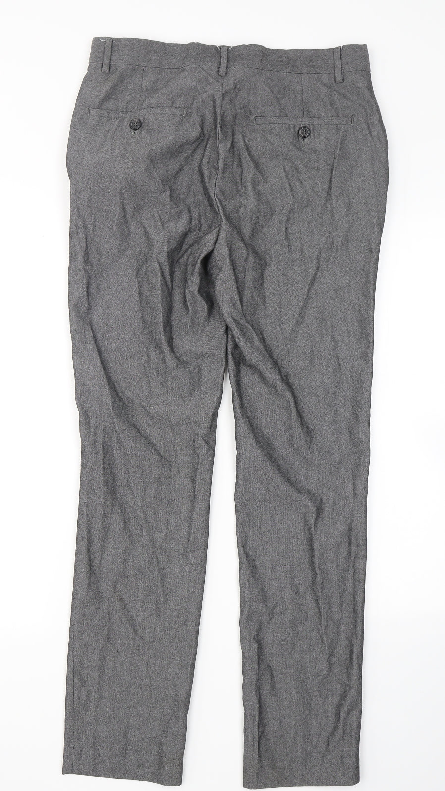 Peacocks Mens Grey  Polyester Dress Pants Trousers Size 30 in L28 in Regular Hook & Eye