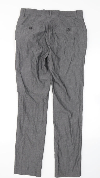 Peacocks Mens Grey  Polyester Dress Pants Trousers Size 30 in L28 in Regular Hook & Eye