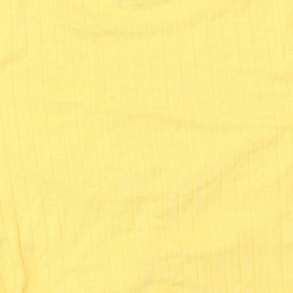 Primark Womens Yellow  Polyester Cropped T-Shirt Size S Crew Neck
