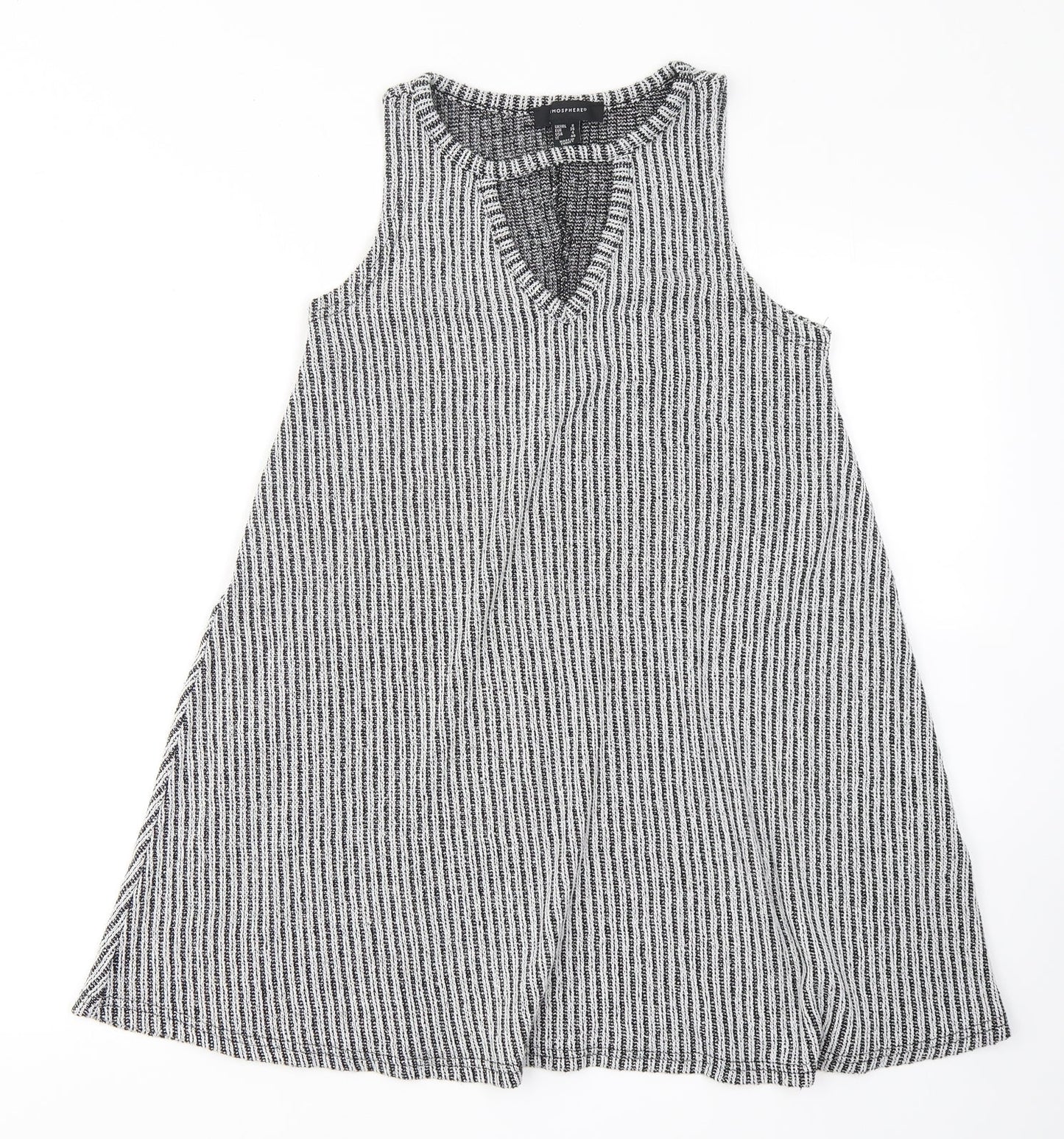 Atmosphere Womens Grey Striped Polyester Sheath  Size 8  Round Neck