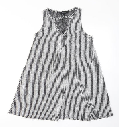 Atmosphere Womens Grey Striped Polyester Sheath  Size 8  Round Neck