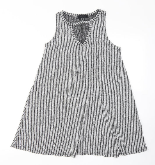 Atmosphere Womens Grey Striped Polyester Sheath  Size 8  Round Neck