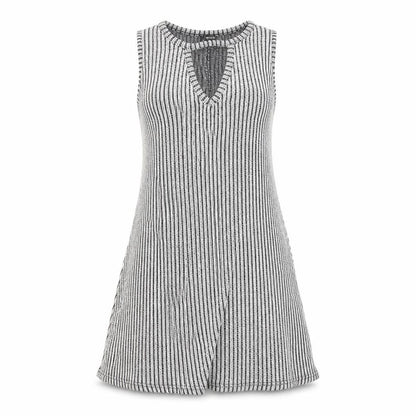 Atmosphere Womens Grey Striped Polyester Sheath  Size 8  Round Neck