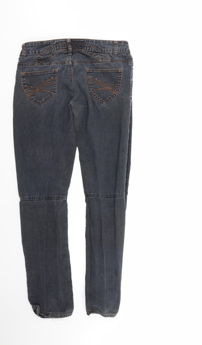 chickster Womens Black  Cotton Straight Jeans Size 12 L27 in Regular