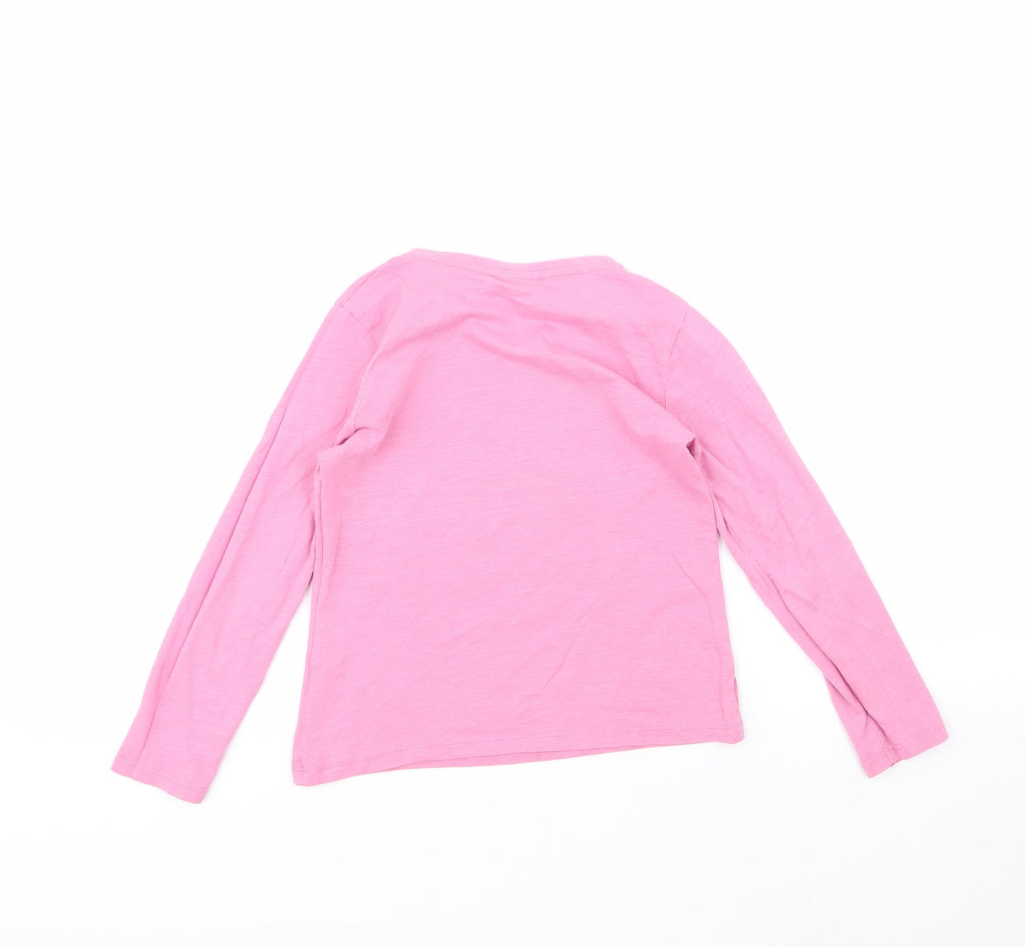 Matalan Girls Pink  100% Cotton Basic T-Shirt Size 7 Years Round Neck