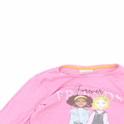 Matalan Girls Pink  100% Cotton Basic T-Shirt Size 7 Years Round Neck