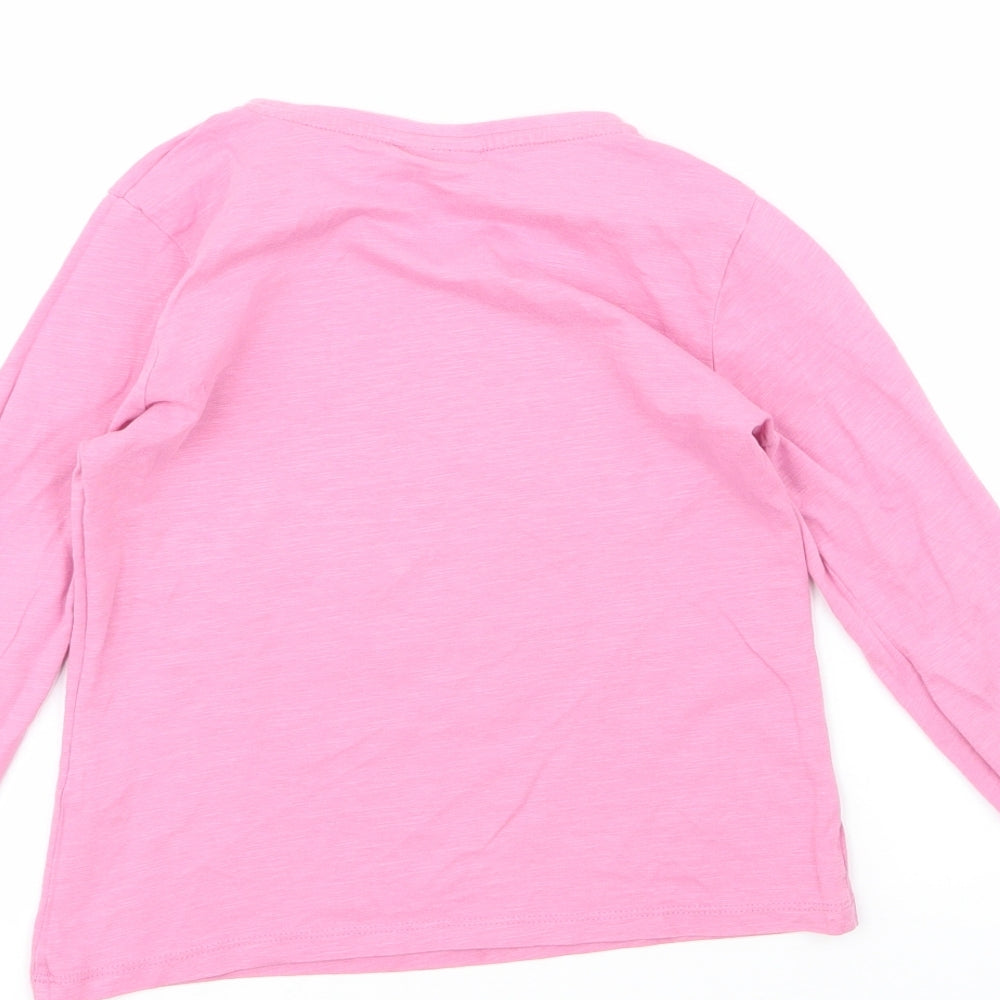 Matalan Girls Pink  100% Cotton Basic T-Shirt Size 7 Years Round Neck