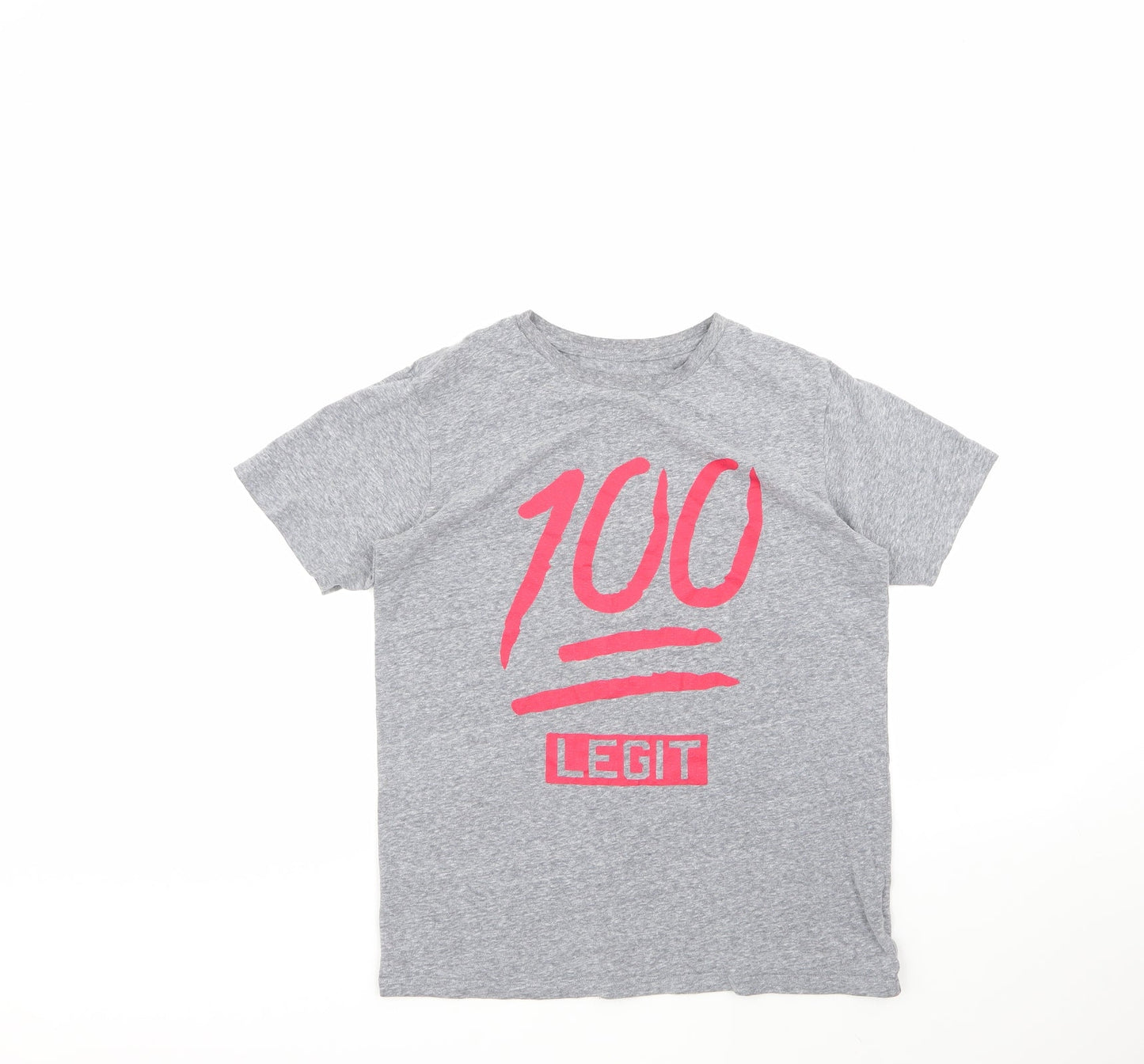 the children's place Girls Grey Geometric Cotton Basic T-Shirt Size 14 Years Round Neck