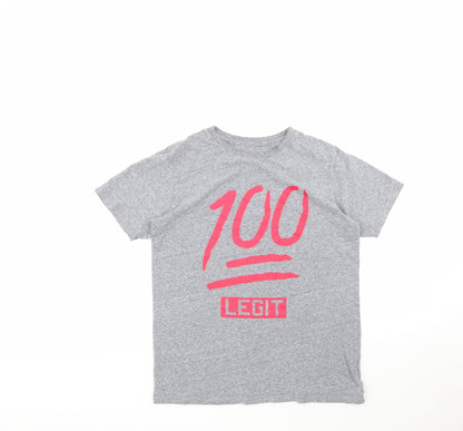 the children's place Girls Grey Geometric Cotton Basic T-Shirt Size 14 Years Round Neck