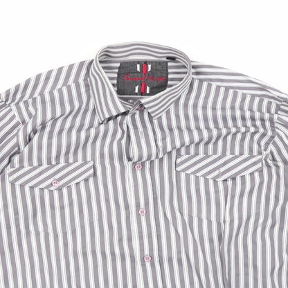 smart look Mens Multicoloured Striped Polyester  Button-Up Size 39 Crew Neck