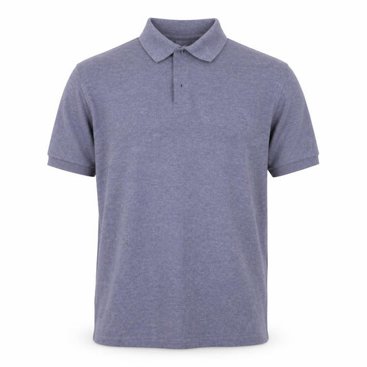 Front view of Casual Club men’s purple polyester polo, size M, collared