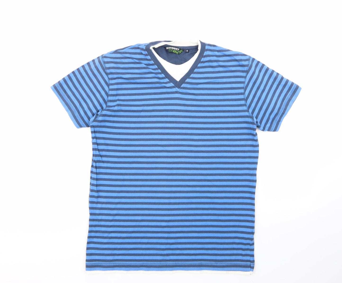 Dissident Mens Multicoloured Striped 100% Cotton  Polo Size S Collared