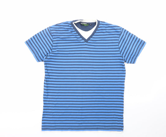 Dissident Mens Multicoloured Striped 100% Cotton  Polo Size S Collared
