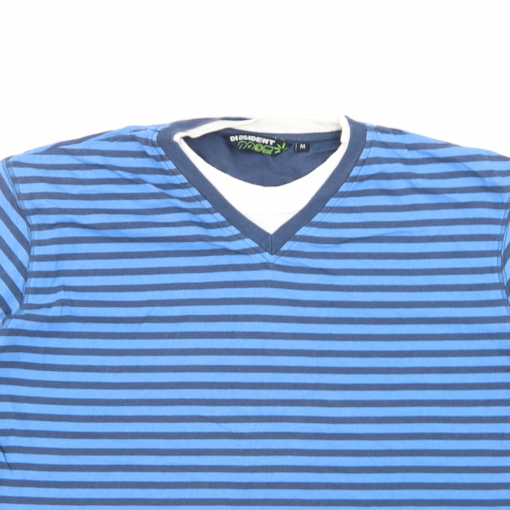 Dissident Mens Multicoloured Striped 100% Cotton  Polo Size S Collared