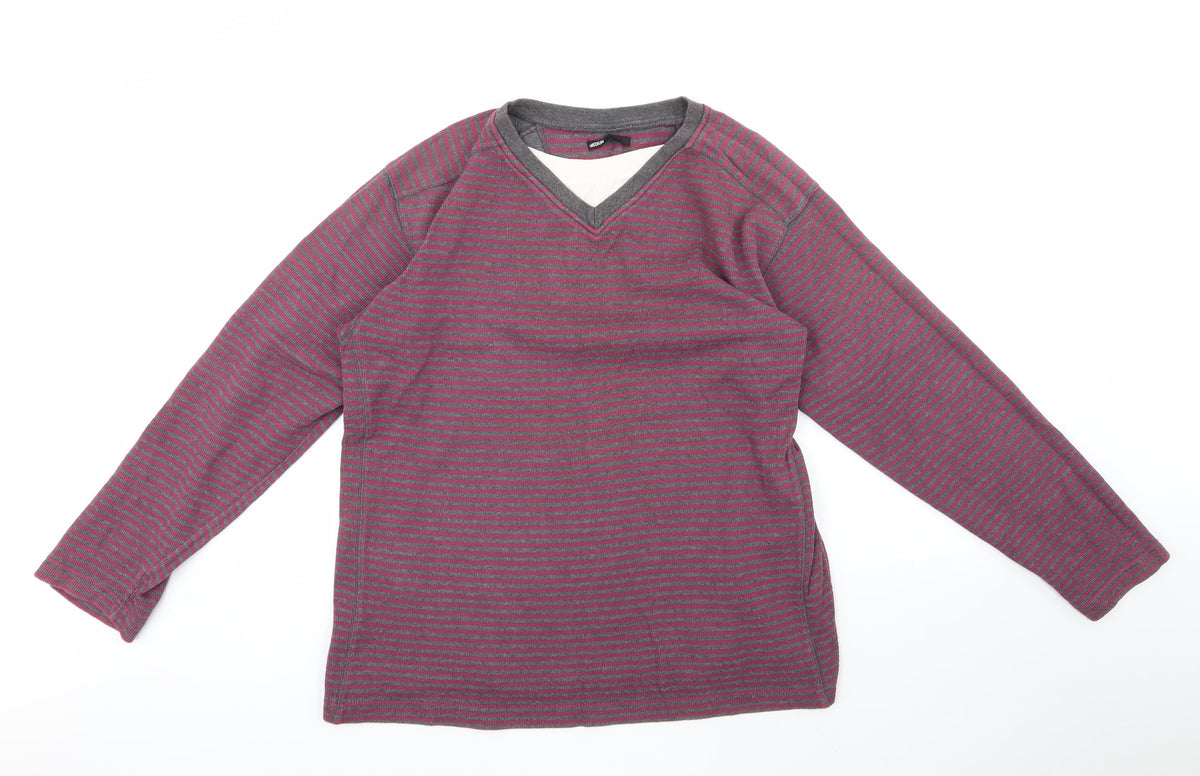 Additional front view of ethelaustin men’s multicoloured round neck striped polyester jumper, size M