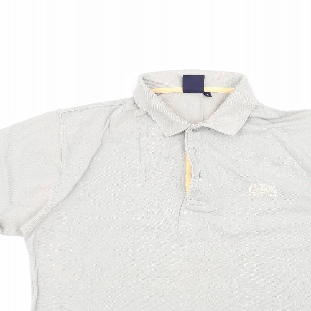 Cotton Traders Mens Green  100% Cotton  Polo Size M Cowl Neck