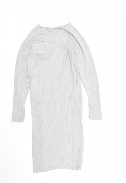 Mamalicious Womens Grey  Viscose Jumper Dress  Size L  Round Neck