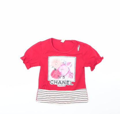 Additional front view of g&i girls’ multicoloured striped 100% polyester basic t-shirt, size 2, years round neck