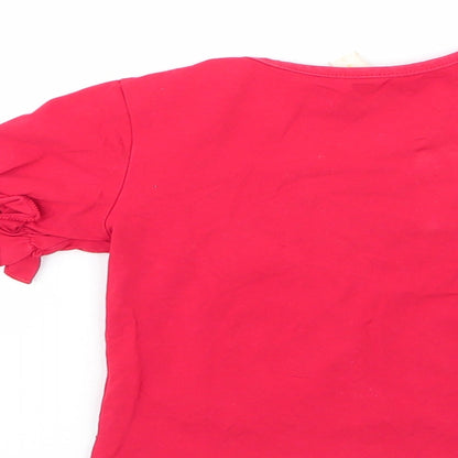 Brand and care label for g&i girls’ multicoloured striped 100% polyester basic t-shirt, size 2, years round neck